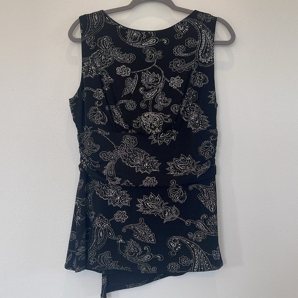 Dressbarn Womens Black Sleeveless Tank Top Blouse Glitzy Shimmery Size L - Picture 6 of 9